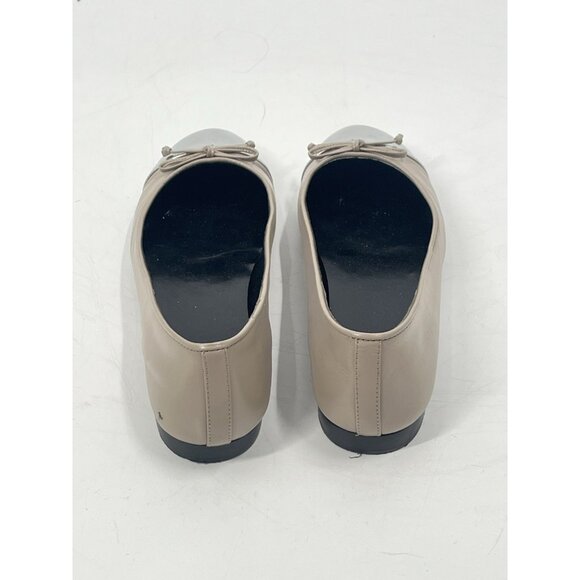 Tory Burch Cap Toe Ballet Flat Beige / Oyster Silver Metallic Sz 9 - Picture 4 of 7